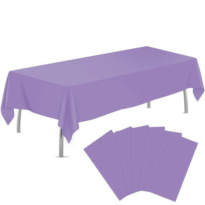 tujol Lavender 6 Pack Plastic Table Cloth 54" x 108", Disposable Tablecloths Rectangle Table Cover, Plastic Tablecloths for Parties