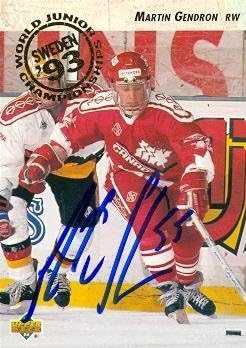 Sports Memorabilia Autograph Warehouse 67472 Martin Gendron Autographed Hockey Card Team Canada 1993 Upper Deck Juniors No. 259