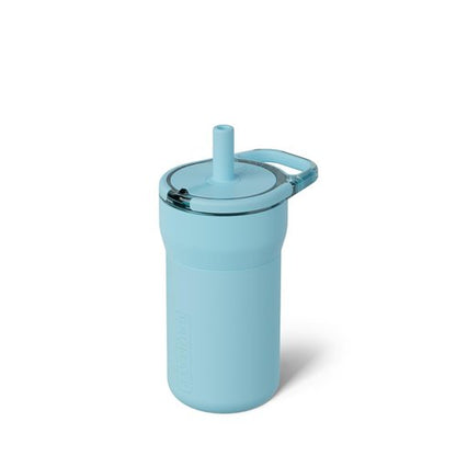 BrüMate Leap 12oz 100% Leakproof Kids Tumbler with Handle & Silicone Soft Straw | Durable Drop Resistant Silicone Sleeve | Made of Insulated Stainless Steel | Cup Holder Friendly | (Glacier)