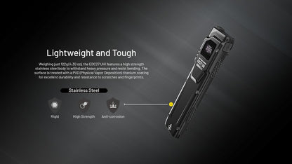 Nitecore EDC27 UHi Ultra Slim Flat EDC Flashlight, 3100 Lumens, USB-C Rechargeable, Dual Switch, Compact Pocket Light for Everyday Carry