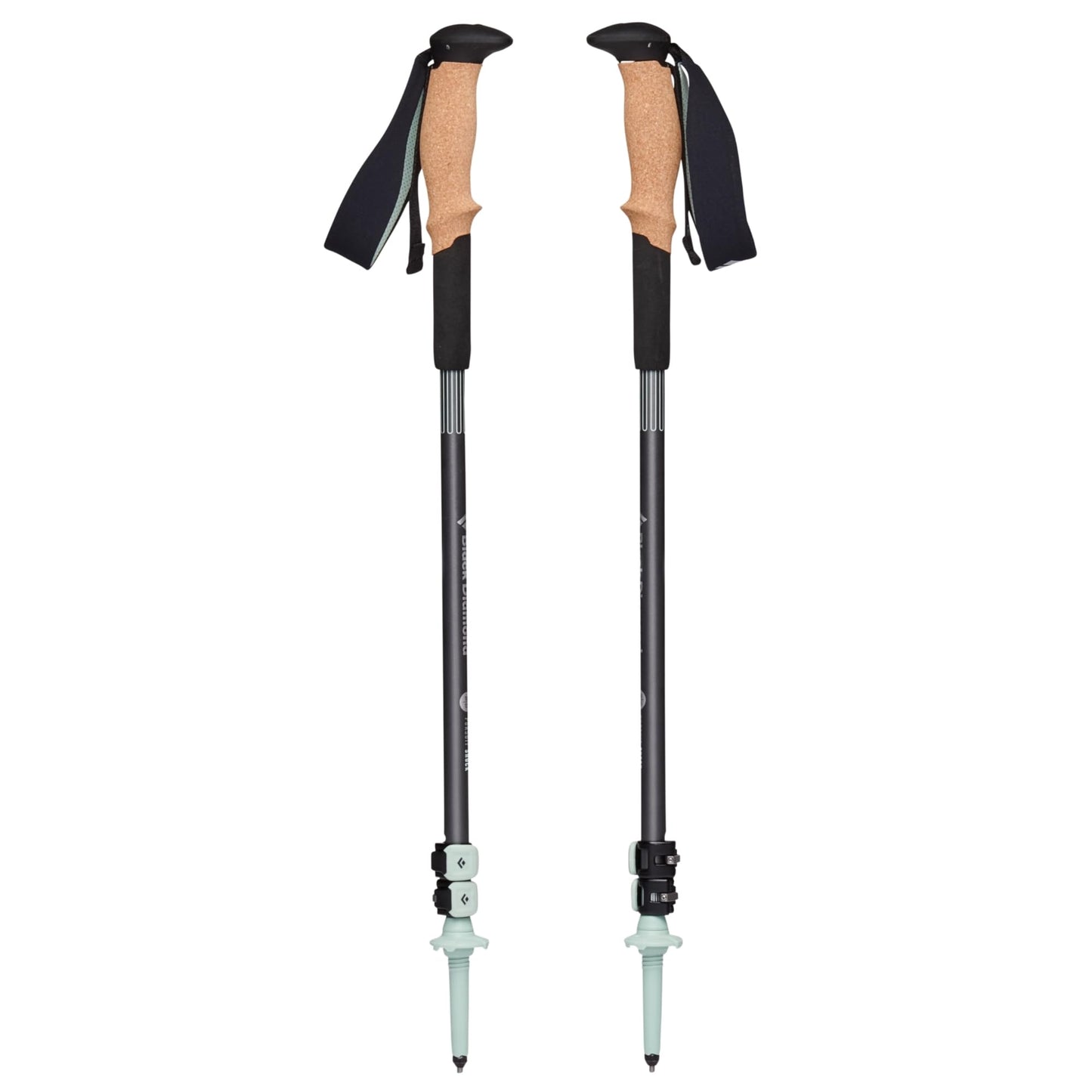 BLACK DIAMOND Pursuit Shock Trekking Poles (Pair)| Shock-Absorbing Design | Adjustable Aluminum | for Hiking & Backpacking | Steel Grey-Foam Green