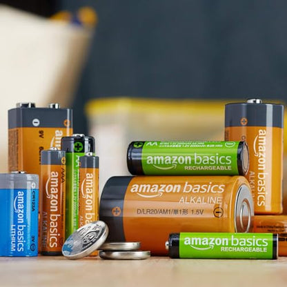 Amazon Basics Rechargeable AA Batteries, 8-Count, 2000 mAh, NiMH, Recharge up to 1000x Times, Pre-Charged