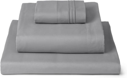Mellanni Twin Sheets Set - 3 PC Hotel Luxury Bedding | Extra Soft, Cooling, Wrinkle-Resistant (Twin, Light Gray)