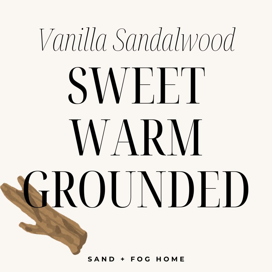 Sand + Fog Scented Candle - Vanilla Sandalwood – Additional Scents and Sizes – 100% Cotton Lead-Free Wick - Luxury Air Freshening Jar Candles - Perfect Home Decor – 12oz