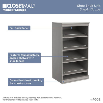 ClosetMaid 4598 Modular Storage Stackable Unit with 4 Drawers, Taupe & 4609 Modular Storage Stackable Shoe Shelf Unit, Taupe