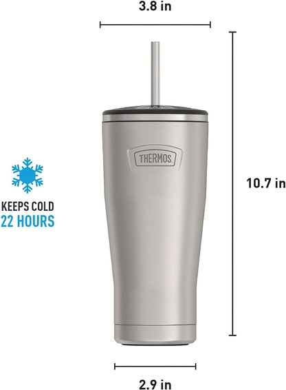 THERMOS Icon Series Stainless Steel Cold Tumbler - 24 Ounce, Vacuum Insulated with Lid & Straw