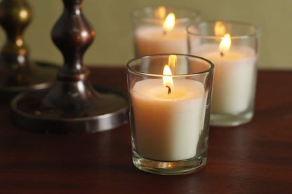 48-Pack Clear Glass Votive Candles – 10–12 Hour Long Burn, Unscented, Ivory, Bulk Set for Weddings, Events & Table Centerpieces – Hosley