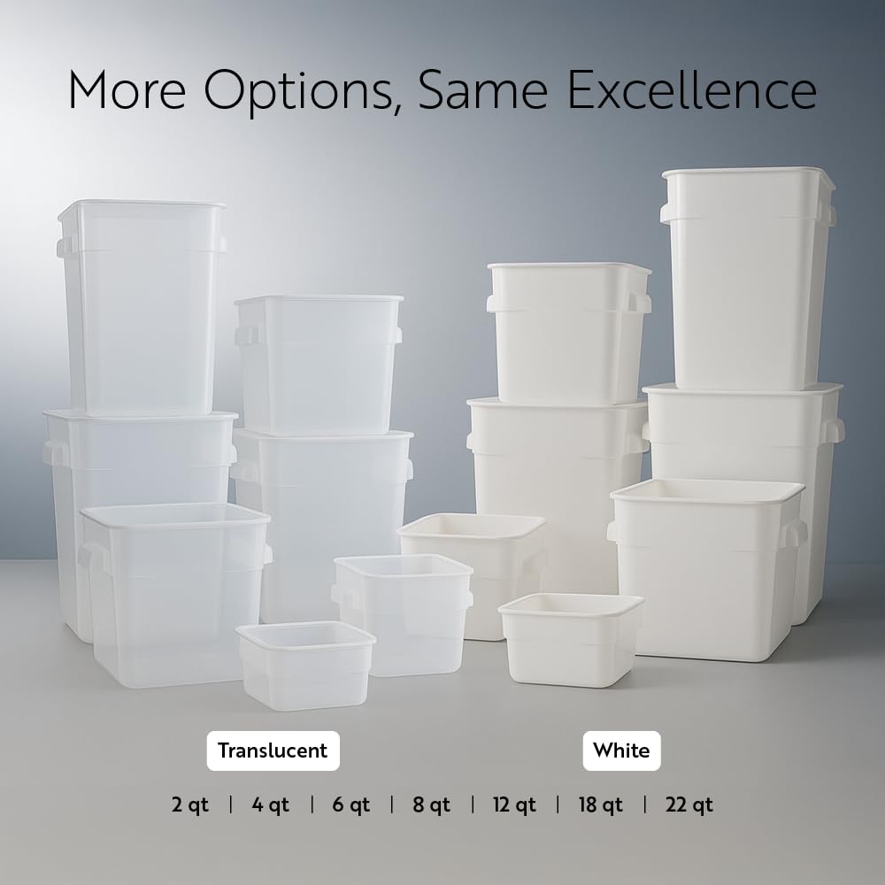 Restaurantware Food Storage Container 10 Pack of 18 qt Plastic Kitchen Storage Bin with Volume Markers Space-Efficient Design Dishwasher-Safe Polypropylene Translucent