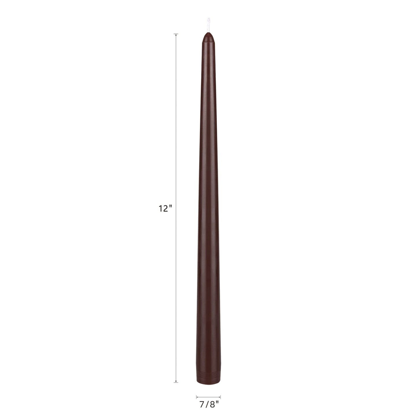 Mega Candles 12 pcs Unscented Brown Taper Candles, Hand Poured Wax Candle 12 Inch x 7/8 Inch, Home Décor, Wedding Receptions, Centerpieces, Occasions, Festivities, Romantic Events, Holders