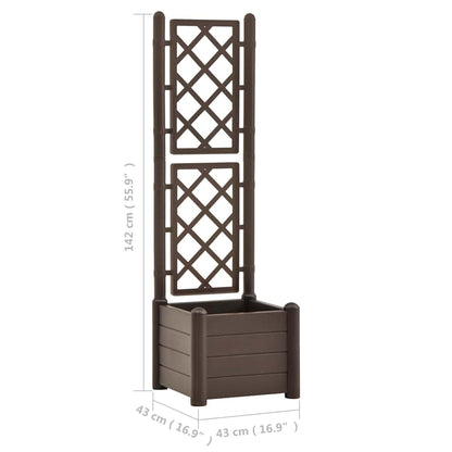 Qnhdfrt Large Planter Box with Trellis, Square Raised Garden Bed for Vegetables Flowers Plants, Mocha Brown Elevated Planter Box Outdoor Indoor, Durable Polypropylene for Patio Balcony Garden