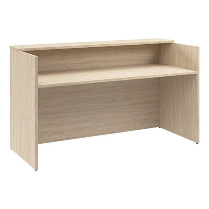 Bush Business Furniture Arrive 72W x 30D Reception Desk with Shelf in Natural Elm, Modern Receptionist Station for Office Waiting Room