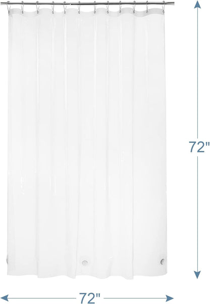 AmazerBath Heavy Duty Shower Curtain Liner - 12 Gauge Clear 72 x 72 Inches with 3 Weights & Grommets