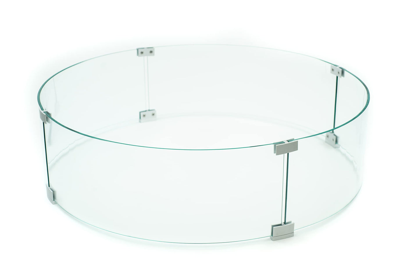 AMS Fireplace 32" Round Fire Pit Glass Wind Guard | Clear Tempered Glass Flame Protective Pane. Wind Resistant with Aluminum Corner Bracket
