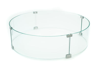 AMS Fireplace 32" Round Fire Pit Glass Wind Guard | Clear Tempered Glass Flame Protective Pane. Wind Resistant with Aluminum Corner Bracket