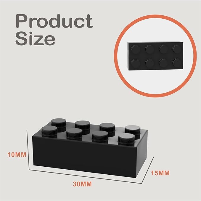 500 Piece Black Bricks Bulk 2x4 Building Bricks Flat Compatible With Lego Parts and Pieces (Color: Black)