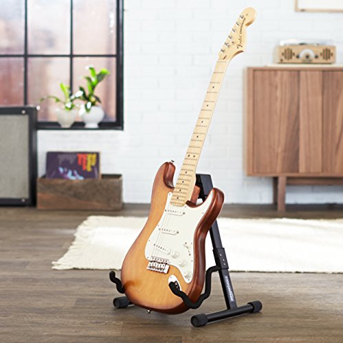 Amazon Basics Adjustable Folding Guitar Stand, A-shape, Fully Assembled - For School Music Program, Concerts & Multiple Users, Black, 8.66 x 15.16 x 3.74 inches