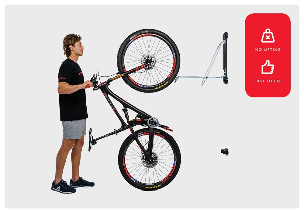 Steadyrack Bike Rack – Pivoting Mountain Bike Rack, Holds Up to 77 lbs, Fits 24"-29" Wheels, 2.1"-2.8" Tires, Foldable Wall Mount for Space-Saving Bicycle Storage - 2 Pack