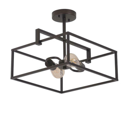 Chloe Lighting Nolan Farmhouse Semi-Flush Ceiling Pendant, 14in Wide, 2 Light, Oil Rubbed Bronze, Glass, Model CH6H410RB14-SF2