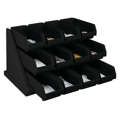 Cambro Versa - Self Serve Condiment and Utensil Bin - 12 Storage Bins - Ideal for Food and Coffee Condiments (Black)
