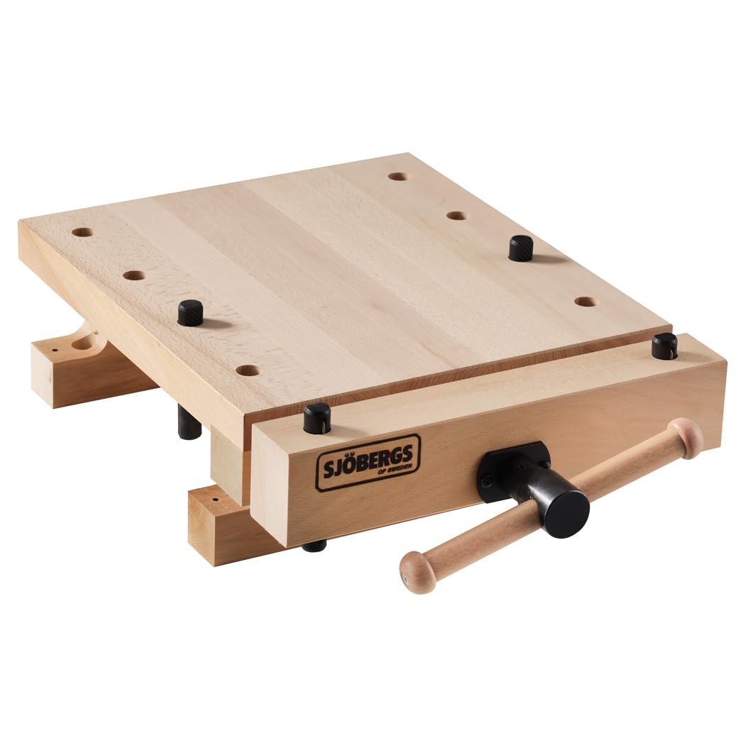 Sjöbergs Smart Workstation Pro Vise Top – Professional Portable Work Station with Large Surface 20-7/8" x 14-3/8", Versatile, Durable European Beech Construction, SJO-33309