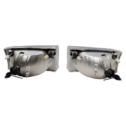 TRQ 2 Piece Headlight Assembly Set Performance Halogen Black Bezel Driver & Passenger Side Compatible with Ford Excursion 2000-2004 F250 F350 1999-2004 F450 F550 1999-2003
