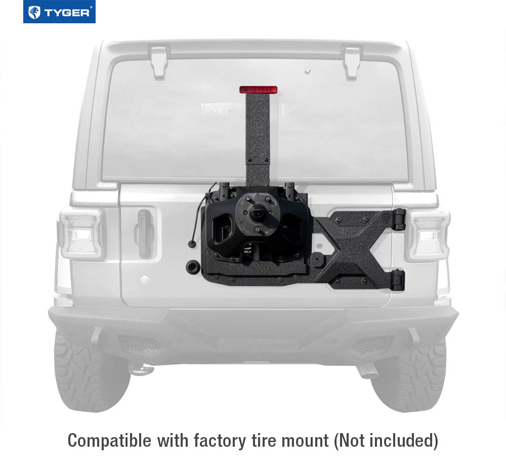 Tyger Auto TG-TR8J88818 Tire Carrier Kit Compatible with 2018-2026 Jeep Wrangler JL (Not for JK) Textured Black for up to 37inch Spare Tire