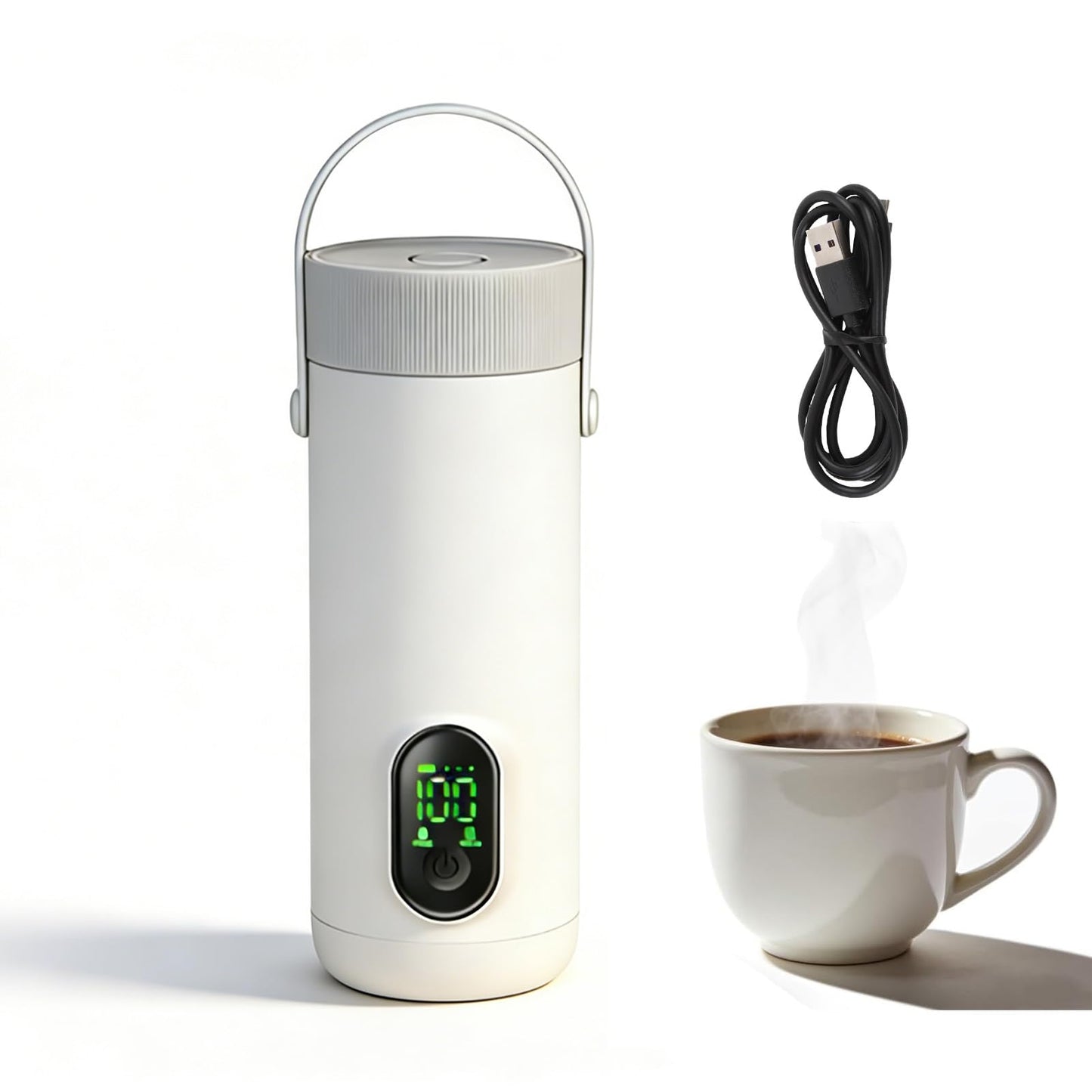 Travel Electric Kettle, 350ML Small Tea Coffee Kettle Mini Hot Water Boiler 27000mAh Rechargeable Portable Water Heater, 12 Hour Insulation