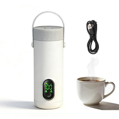 Travel Electric Kettle, 350ML Small Tea Coffee Kettle Mini Hot Water Boiler 27000mAh Rechargeable Portable Water Heater, 12 Hour Insulation