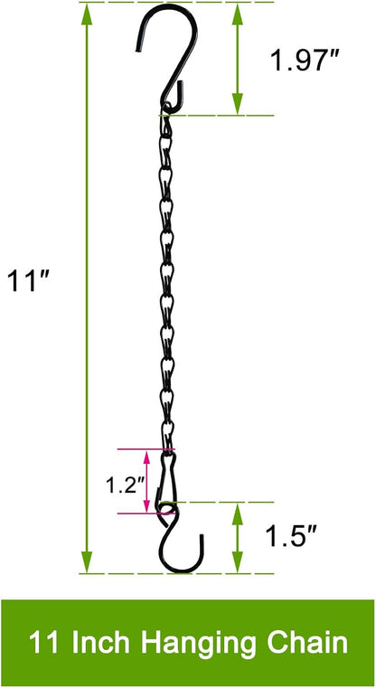 Skiennix Hanging Chain for Plants - 11 Inch Black Chain with Hooks for Baskets & Bird Feeders | 6PCS