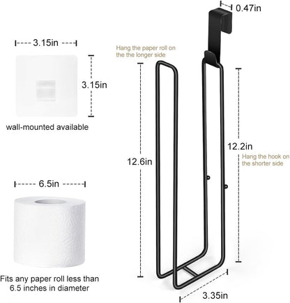 Skiennix Toilet Paper Holder - Wall-Mounted Organizer with Storage for 3 Rolls - Black Stainless Steel
