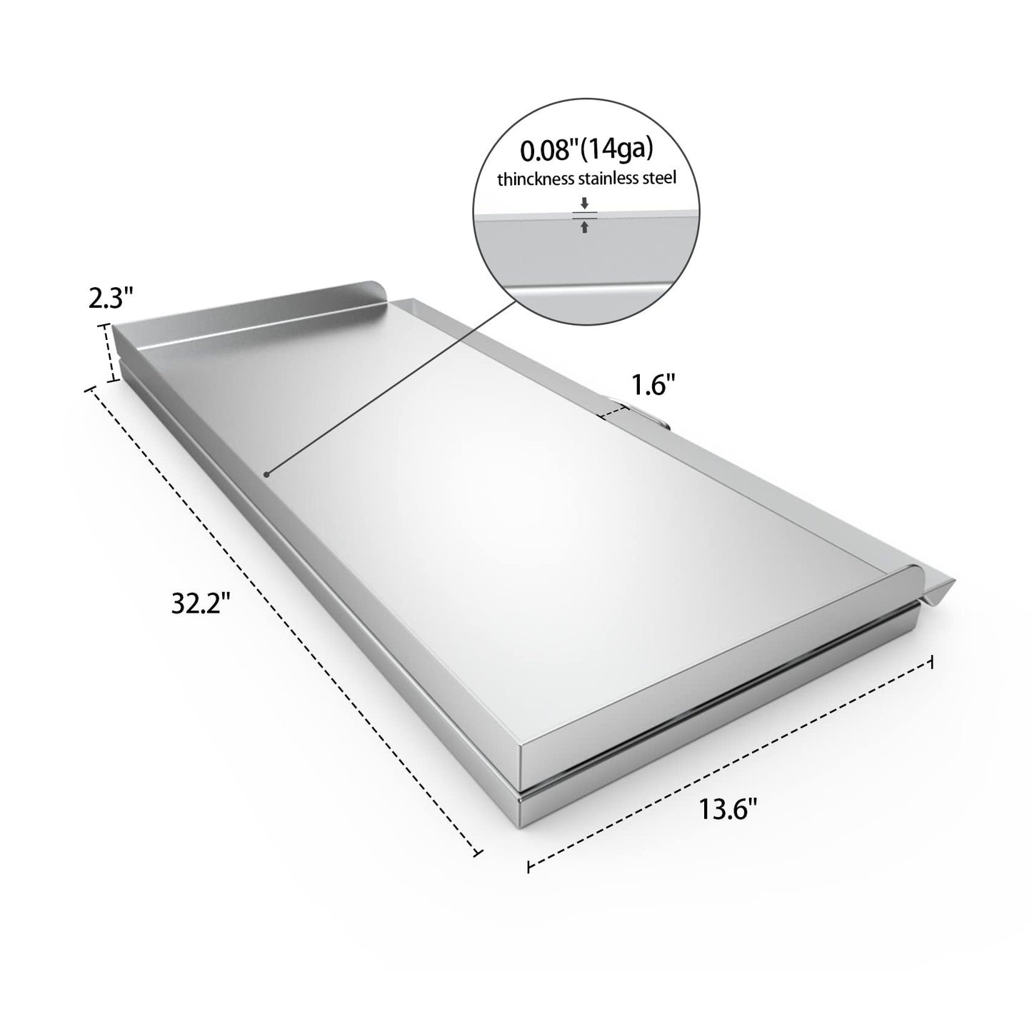 Stanbroil Cast Stainless Steel Replacement Cooking Griddle with Handle for Camp Chef SG60, Fits Camp Chef 14” 2 Burner Stove Cooking System and Other Similar Grills