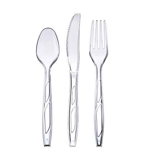 GUSTO [192 Combo Pack] Premium Heavyweight Disposable Clear Plastic Silverware - 64 Forks, 64 Spoons, 64 Knives, plastic utensils, Cutlery Set for Parties, Events, and Catering