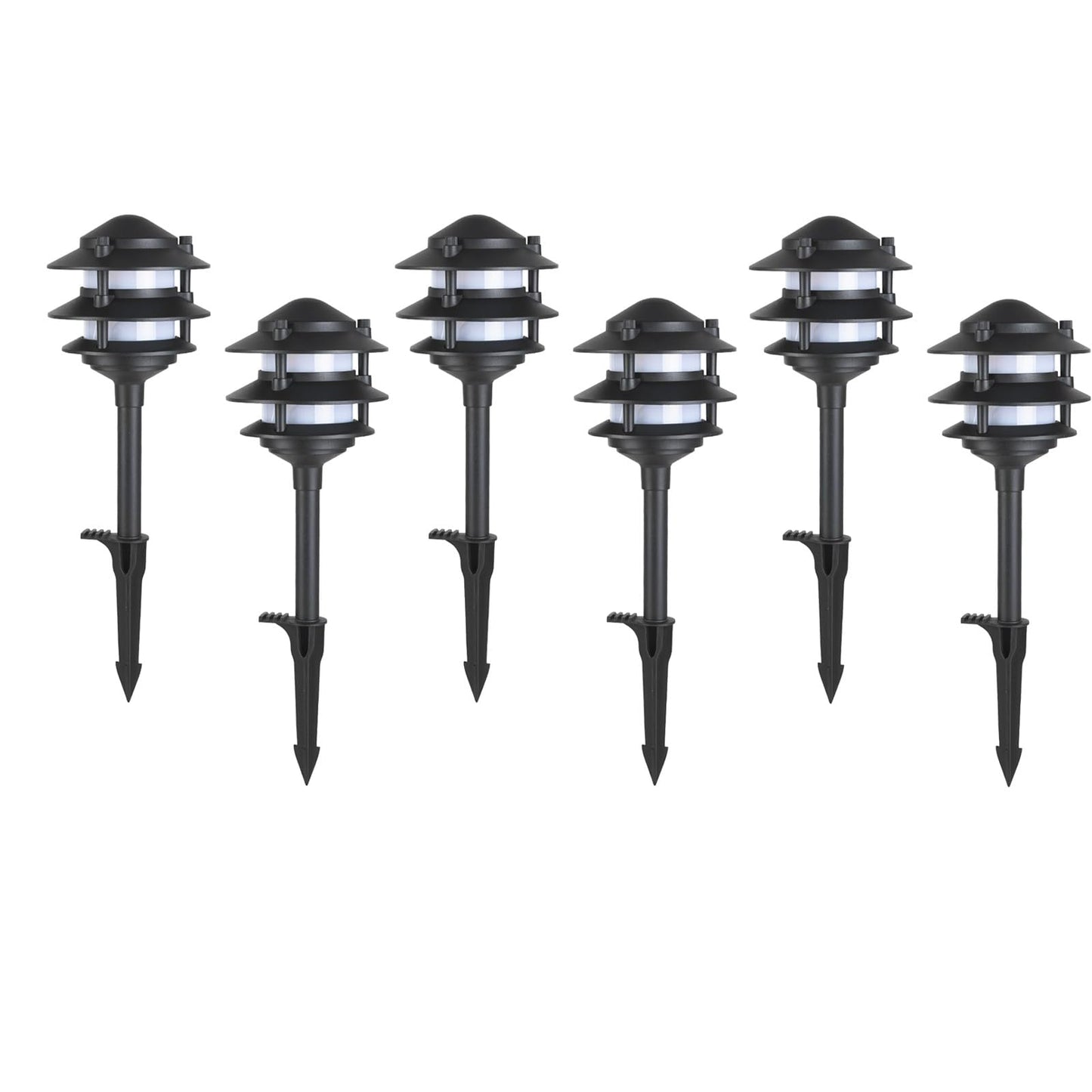 MULANDI 6 Pack Pathway Lights Outdoor, Metal IP54 Waterproof Bright Integrated LED Landscape Light for Walkway Garden Yard Patio Decoration, 3000K Warm White, Black, ETL, UL