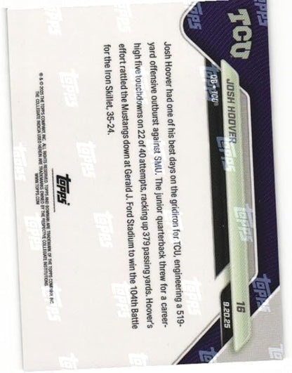 JOSH HOOVER 2025 Bowman University Now Football #16 Rookie Card RC TCU Horned Frogs