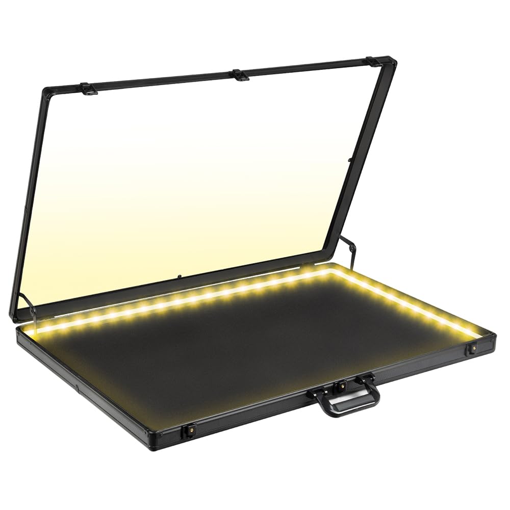 DuvinDD Card Display Case with LED Light for Trading Card, 34 x 22 inch Aluminum Large Portable Card Show Display Case, Lockable Trade Show Display Cases for Pokemon Cards, Coin, Collectibles, Silver