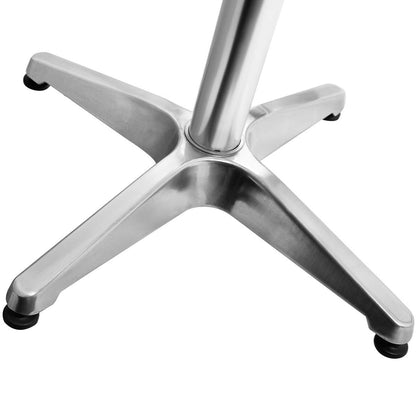 BTEXPERT Set of 2, Aluminum Indoor Outdoor 23.75" Round Restaurant Bar Height 44" Table fix top, Patio Stainless Steel Silver Furniture 25.75" Base