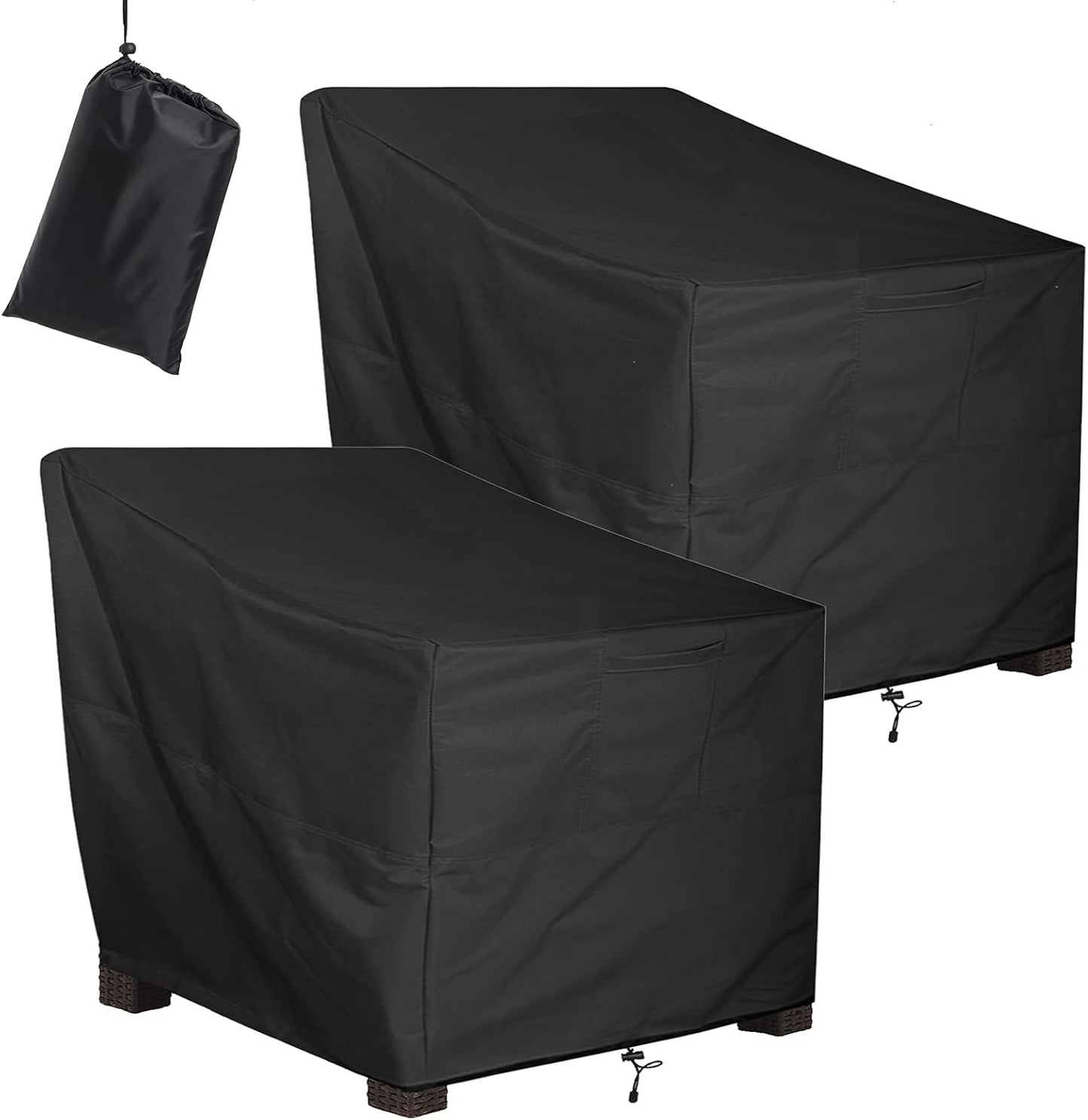 ALSTER Outdoor Chair Covers - Durable Waterproof Black Furniture Covers | 2 Pack (29" L x 30" W x 36" H)