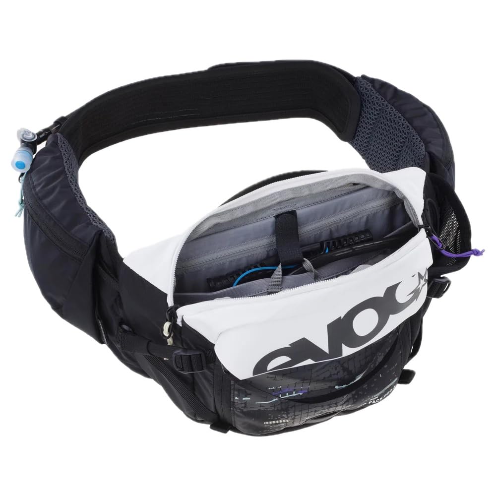 EVOC Hip Pack Pro 3 + Hydration Bladder 1.5, Waist Bag (AIR Flow Contact System, Aero Flex Waist Belt, Includes 1.5 L Hydration Bladder and Bottle Holder, One Size), Multicoloured