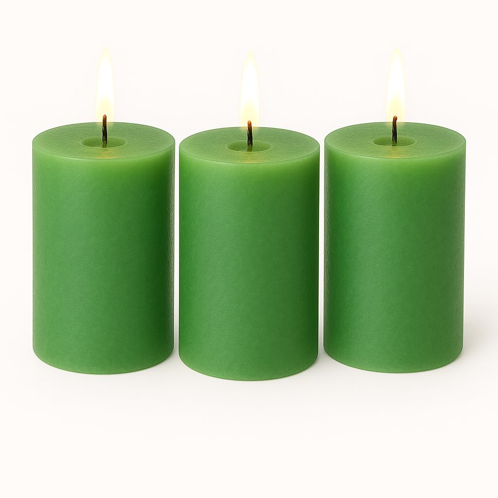 Pillar Candles 3 Pack (Green, Pillar 3x4)
