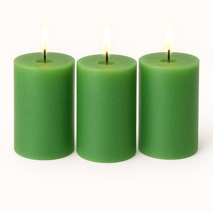 Pillar Candles 3 Pack (Green, Pillar 3x4)