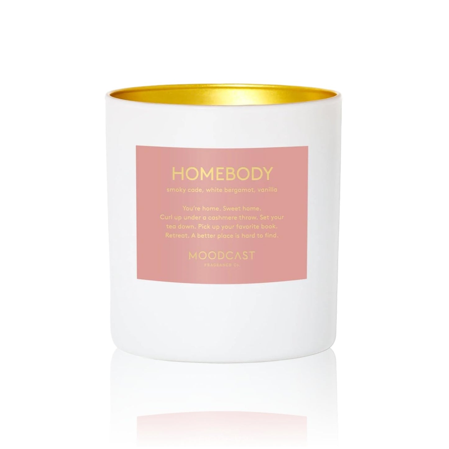 Moodcast Homebody Scented Candle - Aesthetic Candle for Home, Vanilla, White Bergamot & Smoky Cade, Clean Coco Wax Blend, Vegan, Paraben Free, 45-Hour Long Lasting Burn - 8oz