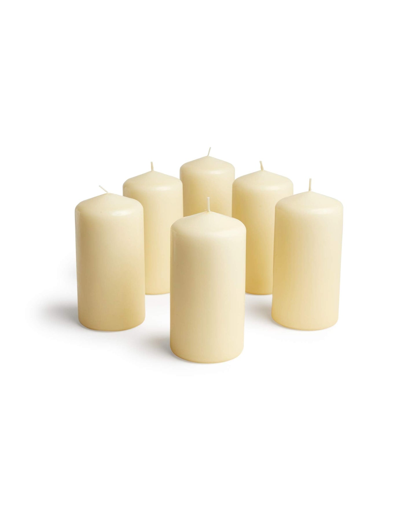 Cone Top Pillar Candles by Bask - Set of 6-3" x 6" Dripless Unscented Candles in Ivory for Home Decor, Relaxation & All Occasions