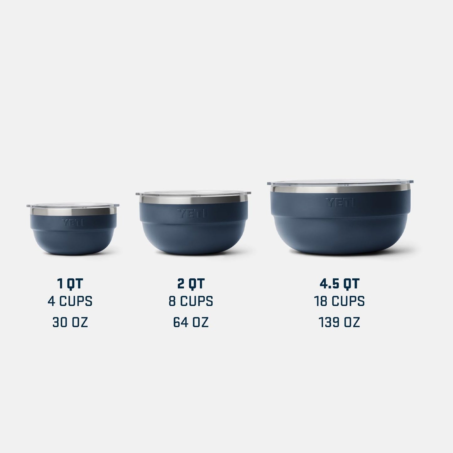 YETI Nestable Standard Food Storage Bowl Set, (1) 1 QT, (1) 2 QT, and (1) 4.5 QT, Cape Taupe