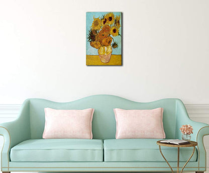Wieco Art Framed Wall Art Canvas Prints of Sunflower by Vincent Van Gogh Paintings Reproduction Abstract Wall Decorations for Living Room Golden Frame