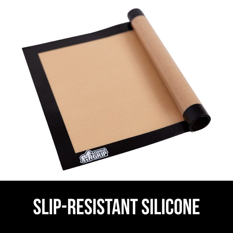 GORILLA GRIP Food Grade Reusable Nonstick Silicone Baking Mat, 16.5x11.87, Half Sheet 2PK, Oven Safe Cookie Sheet Liners, Up to 500 Degrees, No Mess Easy Clean Pastry Mats, Kitchen Essentials, Red