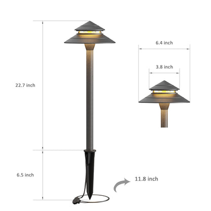LL LIGHTING LIVING 12V Low Voltage Landscape Path Lights 6PK 2W 70LM LED Pathway Lights 2700K Warm White Durable Aluminum 2-Tier Tower Lights with Replaceable E12 Bulb IP65 Waterproof Gray