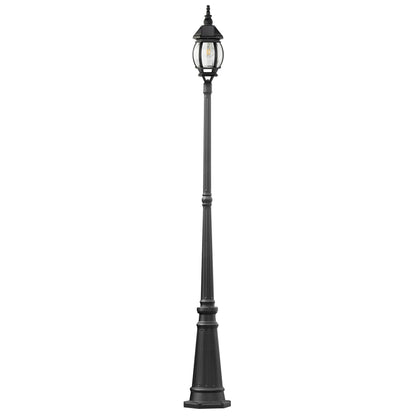 LUTEC Solar Lamp Post Light, Waterproof Dusk to Dawn Fixture, Aluminium, Black, Single head+post, Model 6920301012