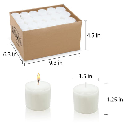 White Votive Candles, Small Candles, 8 Hour Unscented Votive Candles, Votive Bulk Candles for Wedding, Birthday, Party, Home Decor (72 Pack,1.25 Inch, White)