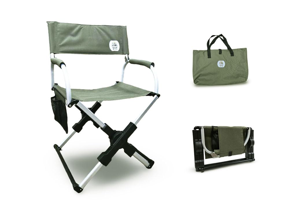 Portable Camping Chair with Carry Bag, Compact, Lightweight Collapsible Arm Chair for Outdoor Camping, Sports, Tailgates, Beach, and Fishing; Supports up to 250lbs [2024 (Green)