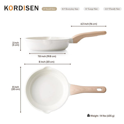 Kordisen Ceramic Non Stick Frying Pans Skillet, 8 Inch Ceramic Small Egg Pan Nonstick for Cooking Non Toxic, Healthy Induction Cookware, Heat Resistant Handle, PFOA & PFAS Free